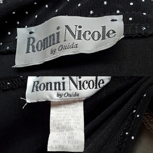 VINTAGE Ronni Nicole Black Swiss Dot Sleeveless Maxi Dress Cropped Blouse Set 12 - Picture 16 of 16